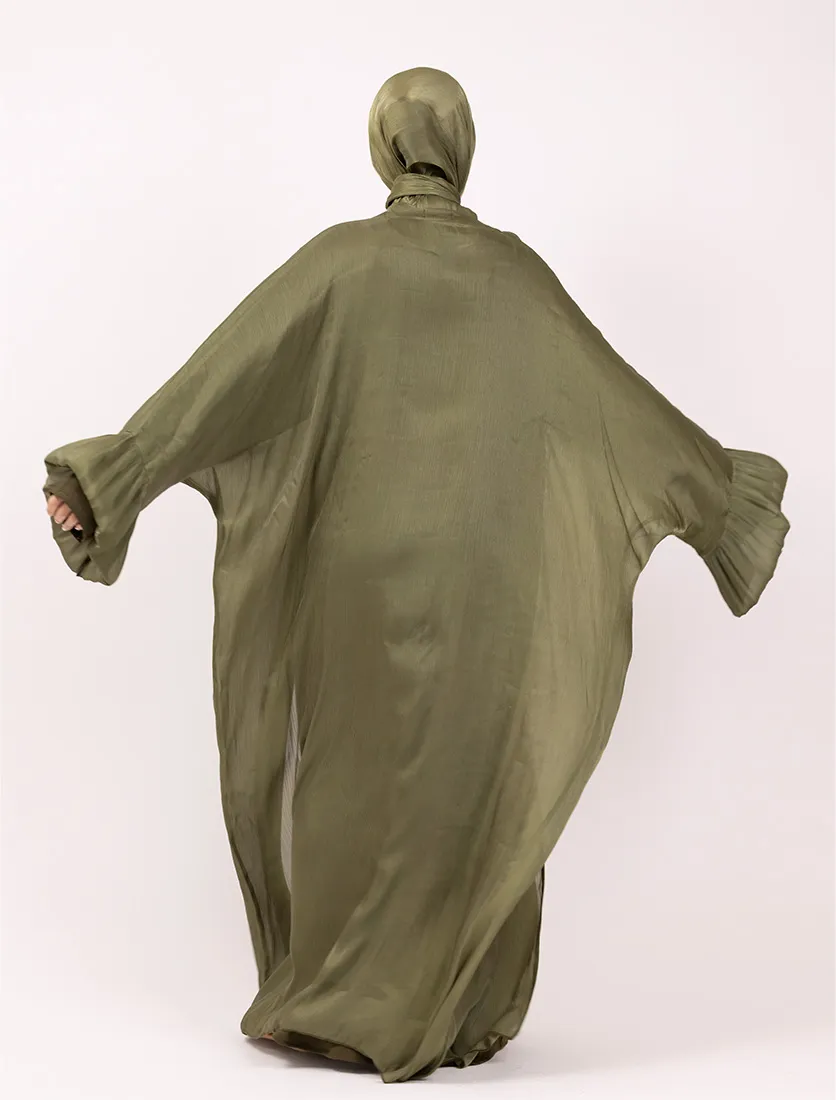Olive Open Organza Kaftan Set